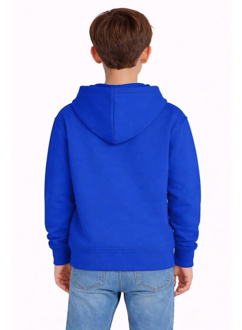 Premium Apparel Kids Royal Blue Regular-Fit Hoodie – Unisex Pullover Sweatshirt for Boys & Girls, Casual Everyday Wear - Image 3